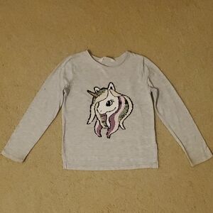 Unicorn Sequin Long Sleeve Shirt Silver-Gold Pink-Purple Gray size 6-8 122/128